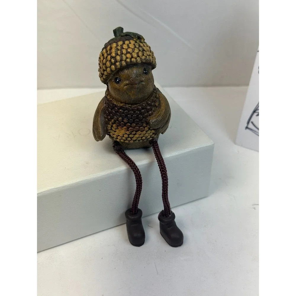 Whimsical Acorn Bird Shelf Sitter‎ Figurine Dangling Legs Boots Decor B-7